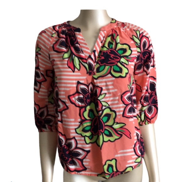 crown & ivy Tops - Crown & ivy light orange with floral print top